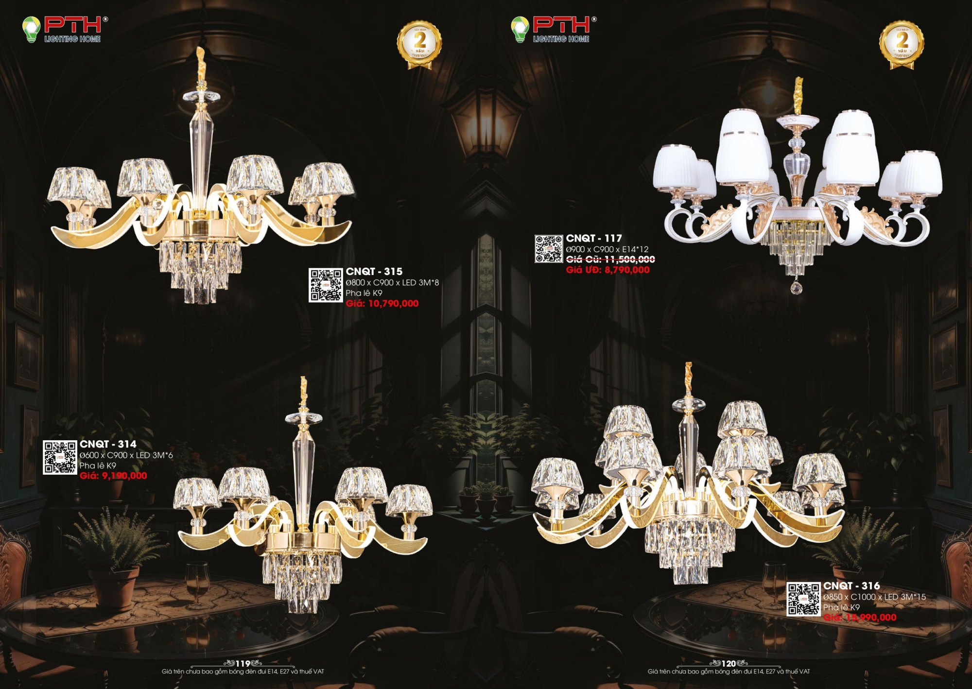 Bảng giá đèn trang trí PTH Lighting Home 2026